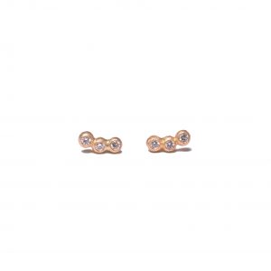 Branch Earrings “3” With diamonds, 18 karat gold