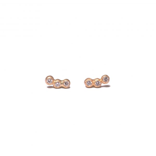 Branch Earrings “3” With diamonds, 18 karat gold