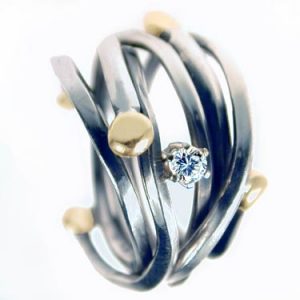Image : Silver & 18k. Gold w/0.10 ct. Diamond - DKK 9,100